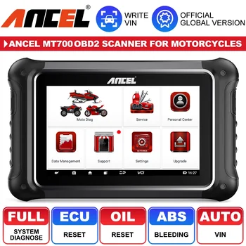 2023 ANCEL MT700 Сканер мотоцикла ABS Прокачка ЭБУ TPS Кодирование масла Активный тест Все системы OBD2 Инструмент для диагностики автомобиля