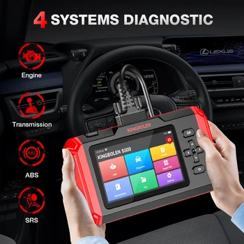 KINGBOLEN S500 4 Systems Инструмент диагностики автомобиля 4 сброса ABS SRS ECM TCM OBD2 EOBD Автоматический сканер 16 языков Пожизненное бесплатное обновление