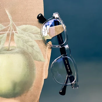 Японская целлулоидная пластина ручной работы Полностью алюминиевые ножки Мужчины Большие очки Оправа Женщины Близорукость Чтение Оптические очки по рецепту