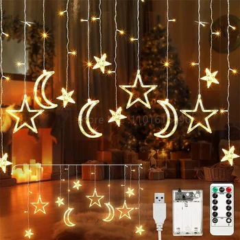  Звездные и лунные гирлянды 138-дюймовый светодиодный светильник для декора спальни Светильник с питанием от USB с дистанционным управлением