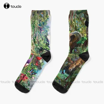 Jungle Book Носки Унисекс Взрослые Подростки Молодежные Носки Персонализированные Пользовательские 360° Цифровая печать HD Высококачественный Рождественский Подарок
