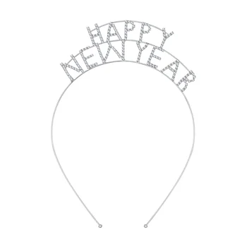 Frcolor Clear Crystal Happy New Year Повязка на голову Вечеринка Аксессуар для волос Новогодний головной убор Украшение