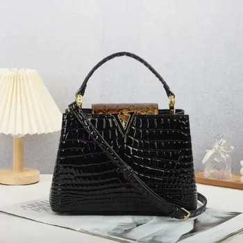  градиентная сумка из крокодила для женщин 2024 Advanced Contrast Color Handbags Маленькая сумка через плечо Роскошная дизайнерская сумка