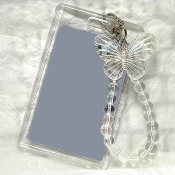 Crystal Butterfly 3-дюймовый акриловый держатель для карт Фотокарты Дисплей Кредитный ID Банковская карта Защитный чехол Брелок Кулон Мода