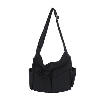 Классическая сумка-мессенджер унисекс с несколькими карманами Прочный холщовый материал для покупок, кемпинга, прогулок