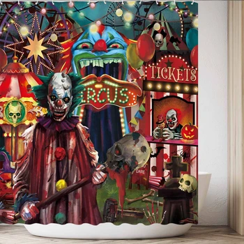 Канун Хэллоуина Цирк Занавеска для душа Клоун Жуткий карнавал Дом с привидениями Ванны Набор штор для ванной комнаты Моющиеся тканевые наборы для ванны