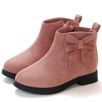 2022 Ботинки для девочек Кожаная спортивная обувь для девочек Дети Теплые сапоги Мода с мягким дном Принцесса Зимние сапоги Детские кроссовки