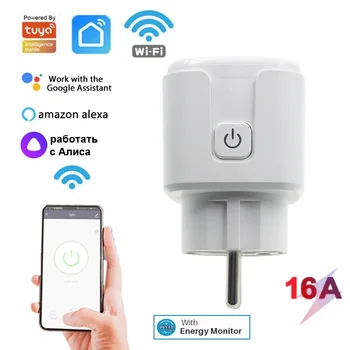 Tuya Smart Wi-Fi Plug EU 16A Розетка Монитор питания Функция синхронизации Smart Life APP Control работает с Alexa Google
