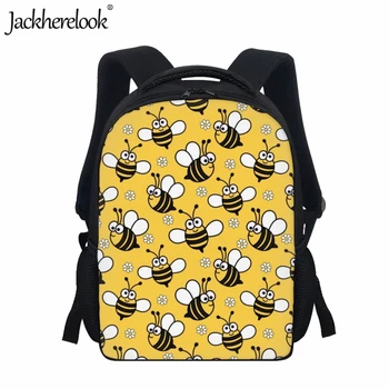 Jackherelook Симпатичная повседневная школьная сумка с мультяшным пчелиным принтом для детей Сумки для книг Детский практичный рюкзак для путешествий 12 дюймов Школьные сумки