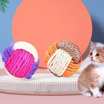 Cat Sisal Ball Красочная игрушка для кошек Cat Rolling Sisal Ball Toy 1 шт. Новинка Подарок для домашних животных Случайный цвет Игрушки для кошек