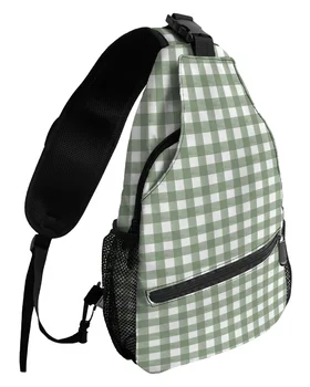 Sage Green Check Нагрудные сумки для женщин Мужчины Водонепроницаемые сумки-мессенджеры Женская спортивная регулируемая сумка