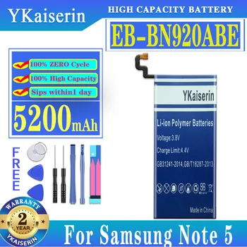 YKaiserin EB-BN920ABE 5200 мАч Аккумулятор для Samsung Galaxy Note 5 N9200 N920T N920C N920P Note5 Note 5 SM-N9208 Мобильный телефон