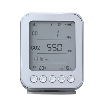 5-в-1 Tuya Bluetooth CO2 Детектор Монитор Умный дом CO2 CO Влажность CO Датчик давления температуры и давления Обнаружение в режиме реального времени Долговечный