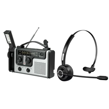 Солнечное радио Портативное FM / AM радио Встроенный динамик и Bluetooth-наушники с микрофоном, беспроводная гарнитура на наушниках