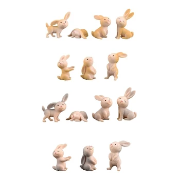 7шт Миниатюрные украшения для пасхального кролика Мини-статуи животных Украшения