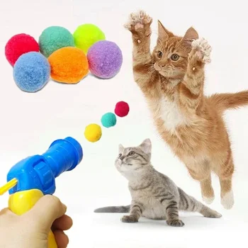 Забавный кот Интерактивный тизер с плюшевым мячом Дрессировочная игрушка Креативные котята Мини-помпоны Игры Игрушки Товары для домашних животных Игрушки для кошки