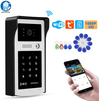 Tuya Видеодомофон Камера WiFi Беспроводная система внутренней связи Домашний цифровой видеодомофон 1080P HD с RFID-кодом Клавиатура APP Unlock