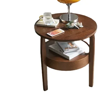Hxl Балкон Чайный столик для отдыха Приставной столик из массива дерева Гостиная Маленький круглый стол Креативный угловой стол Стол