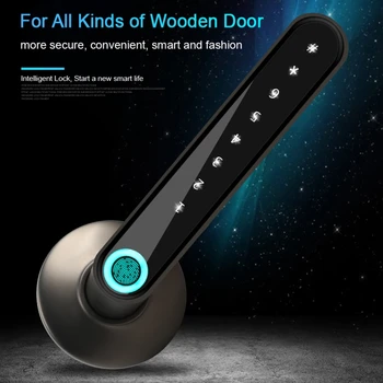 Tuya Bluetooth Электронный дверной замок Биометрический замок с отпечатками пальцев Умная дверная ручка Цифровая разблокировка без ключа Умный дом