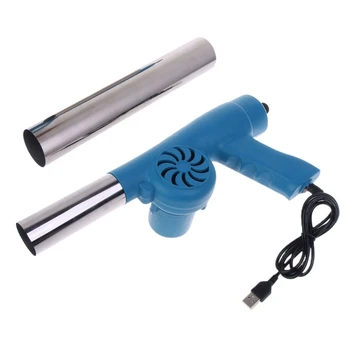  Вентилятор воздуходувки барбекю с USB-кабелем 2 воздуховода Ручной сильфон Инструмент для приготовления пищи на открытом воздухе и