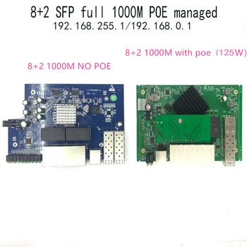 Управление IP 8-портовый коммутационный модуль PoE Ethernet 10/100/1000 Мбит/с Управляемый коммутационный модуль с 2 гигабитными слотами SFP Гигабитный коммутатор