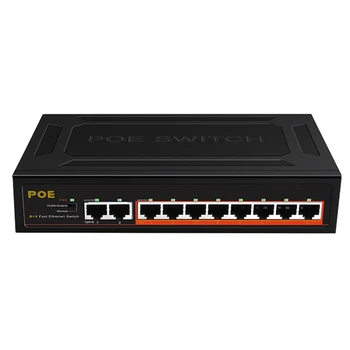 10 портов Коммутатор POE 100 Мбит/с Ethernet Smart Switch 8 Poe + 2 Uplink Office Home Network Hub Адаптер для IP-камеры