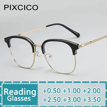 R57141 Новые пластиковые титановые очки для чтения Мужские трендовые оптические пресбиопические очки Диоптрийные +50 ~ + 300 Женщины Прозрачные очки