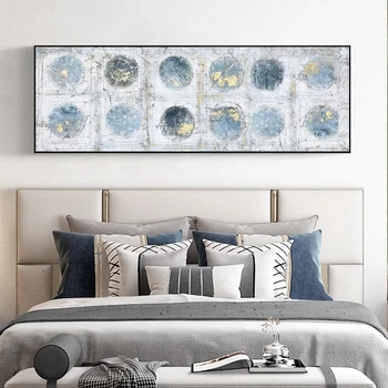 Абстрактная настенная картина на холсте синяя круглая золотая фольга плакат и принты для декора гостиной без рамки