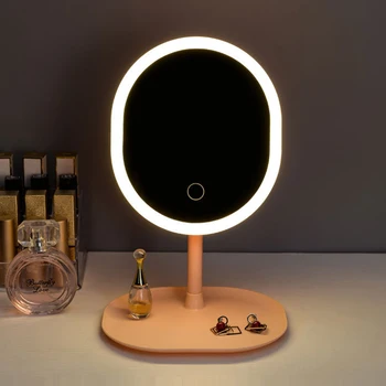 LED Зеркало для макияжа Сенсорное регулируемое освещение Настольное зеркало для макияжа со светом Креативный макияж Светодиодные зеркала