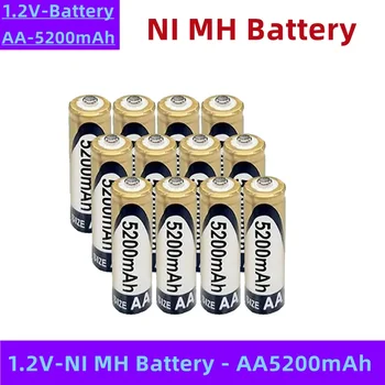 AA никелево-водородная аккумуляторная батарея, 1,2 В, 5200 мАч, большой емкости, прочная, обычно используется для мышей, будильников, игрушек и т. Д.
