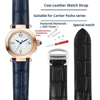 Ремешок для часов из натуральной кожи Для Cartier PASHA WSPA0012 WJ120251 ремешок для часов мужчины и женщины Браслет из воловьей кожи 18 мм 20 мм 21 мм винт