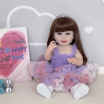 55 см Реалистичный Reborn Toddler Кукла Gilr Полное тело Силикон Soft Touch Ручная 3D кожа Многослойная живопись куклы
