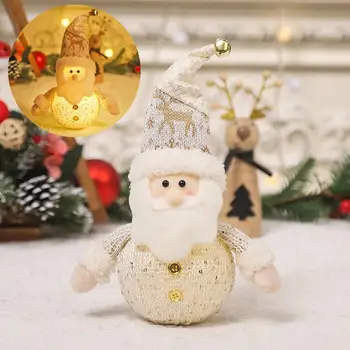 Санта-Клаус Игрушка Очаровательный Санта-Клаус со светодиодной подсветкой Рождественское украшение Снеговик Лось Светящаяся игрушка для праздничного декора Украшение Санта-Клауса