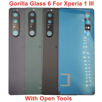 Для Sony Xperia 1 III 100% оригинальное стекло Gorilla Glass 6 Крышка аккумуляторного отсека Жесткая задняя крышка Дверца Задний корпус Чехол + объектив камеры + клей