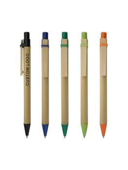 Деревянный зажим Эко Бумага Шарик Ручка,Шариковая ручка с черными чернилами Зеленая концепция Экологически чистый,Индивидуальный рекламный подарок,Персонализированный