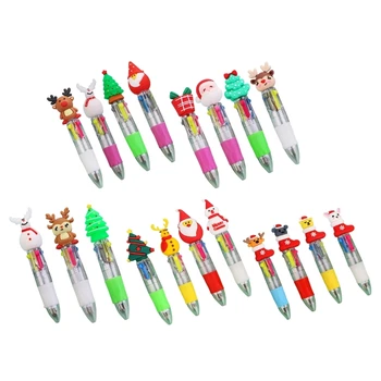 4Pcs Многоцветная шариковая ручка Детская рождественская подарочная ручка Выдвижная шариковая ручка