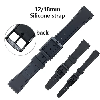 Водонепроницаемый силиконовый браслет для Casio F91W F84 F105/108 A158/A168 AE1200/1300 Резиновый ремешок для часов 12/18 мм Аксессуары для ремня