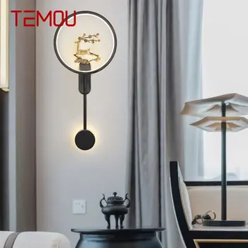 TEMOU Современный настенный светильник Светодиодный винтажный латунь Креативное бра для домашней гостиной и спальни Прикроватный декор