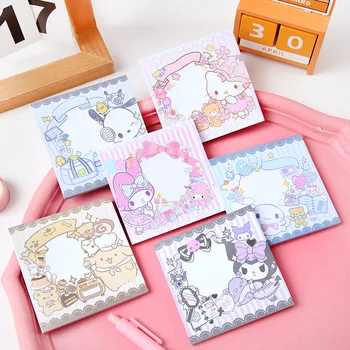 6 шт. Sanrio Sticky Note Pads Kawaii Hello Kitty My Melody Cinnamoroll Блокноты Memo Message Школьные канцелярские принадлежности