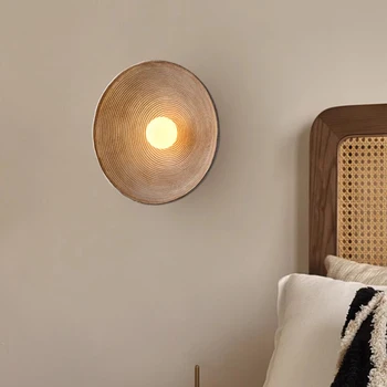 Японский настенный светильник в стиле ваби-саби для спальни прикроватная круглая декоративная лампа дизайнер ретро гостиная столовая свет прохода