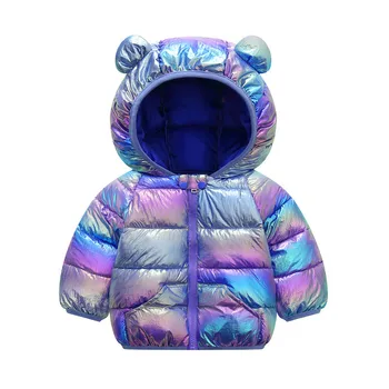 Хлопковая куртка осень-зима мальчики девочки с капюшоном плюшевый утеплитель ветрозащитный пуховик 0-5 Y Корейская версия модная детская одежда