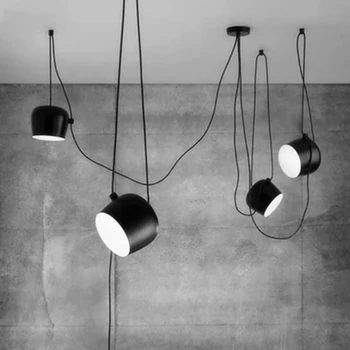 реплика итальянских подвесных светильников Nordic LOFT Industrial с акриловым рассеивателем крышки Современная барабанная лампа для кухни столовой