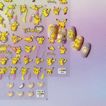 Pokemon Pikachu Наклейка для ногтей Мультфильм Милый Самоклеящийся Студент Дети Взрослый DIY Наклейка Рождественские подарки на день рождения