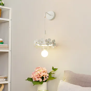  Современная спальня Прикроватная настенная лампа Nordic Cream Wind Гостиная Креативный цветочный стол Люстра Коридор Балкон Декоративная лампа