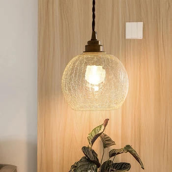 Стеклянный светодиодный подвесной светильник Скандинавская столовая Ретро Подвесной светильник Креативный минималистичный прозрачный абажур E27 для ресторанного света