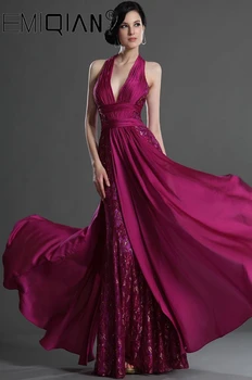 Новое сексуальное вечернее платье с открытой спиной Недоуздок Глубокое V-образное декольте Кружевное вечернее платье