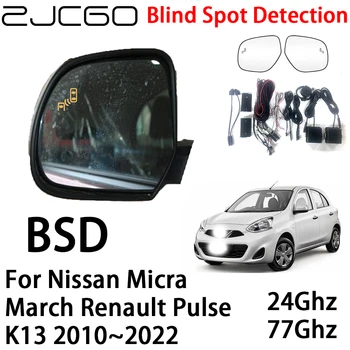 ZJCGO Автомобильная система предупреждения о радаре BSD Обнаружение слепых зон Предупреждение о безопасном вождении для Nissan Micra March Renault Pulse K13 2010~2022