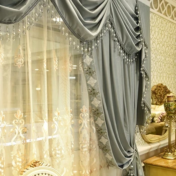 Элитная роскошная европейская утолщенная затемнение французская бархатная накидка для штор, гостиная, спальня, вилла, сплошной цвет