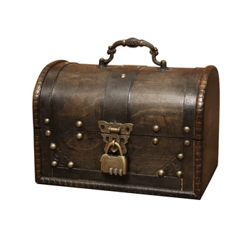 шикарный деревянный пиратский ящик для хранения ювелирных изделий держатель для винтажного сундука с сокровищами для деревянного органайзера большой