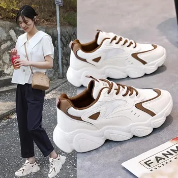 Женские белые кроссовки из бисквитного холста на толстой подошве Ins Trendy 2023 Spring New Casual Sneaker